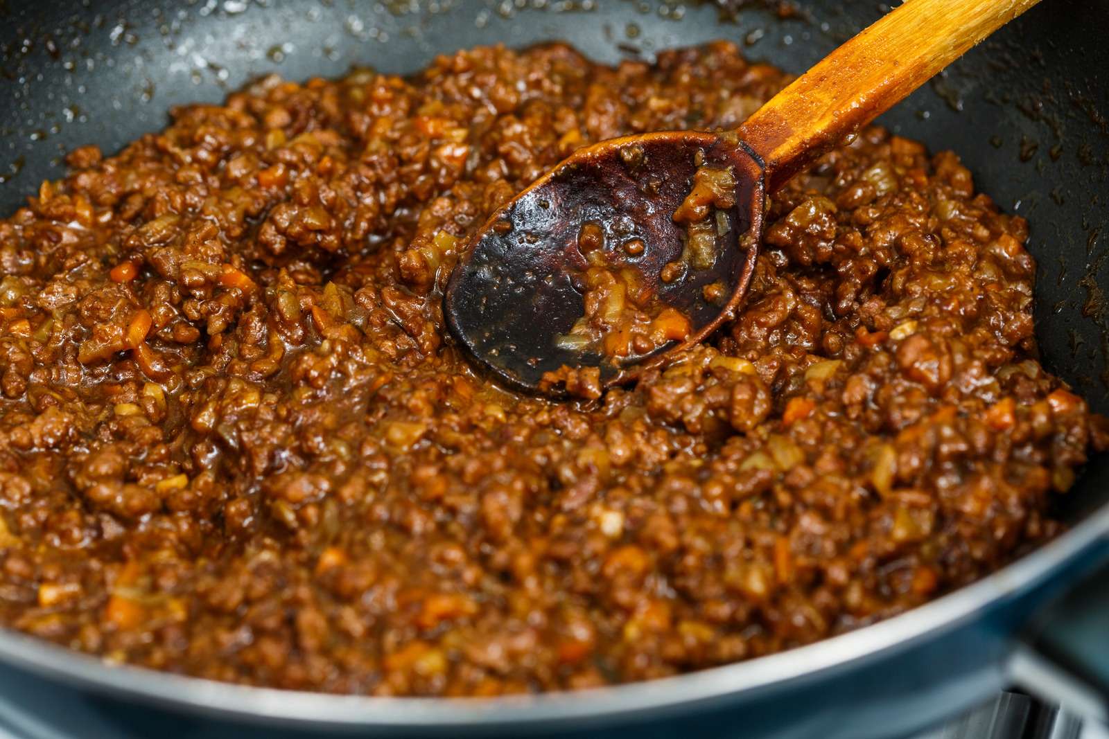 Halal Ready Meals - Minced beef meat with sauce in the pan
